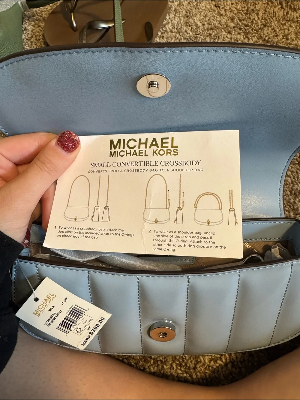 Michael Kors Light Blue Patent Leather Crossbody Bag Brand New Rare 1 of only 47